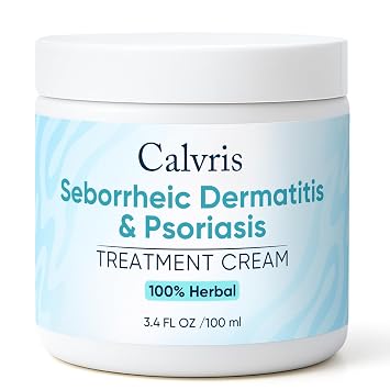 Calvris Scalp & Beard Relief Cream - Steroid-Free Botanical Formula with Kudzu Root, Goldthread & Jojoba Extract - Soothing Relief & Cooling Sensation - for Dry, Itchy Scalp & Skin 3.4 Fl Oz A