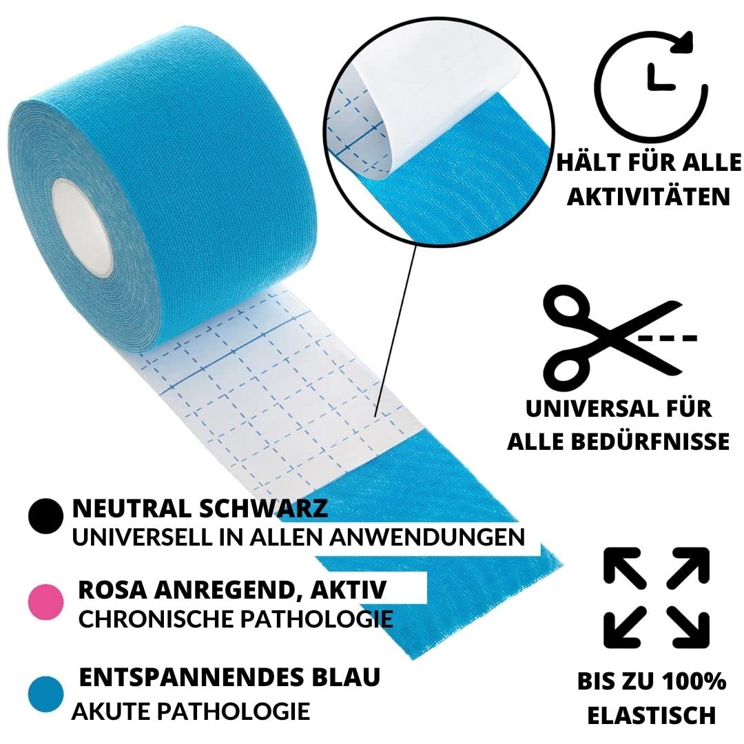 TAKE SPORT® Kinesio | sporttape | physio tape | Tape Kinesiologie | kinesiologie tape | kinesiotapes | tape kinesio | kinesio tape | kinesiotape | tapes 12 Rollen, 5 x 5 m, 95% Baumwolle, 5% Elasthan