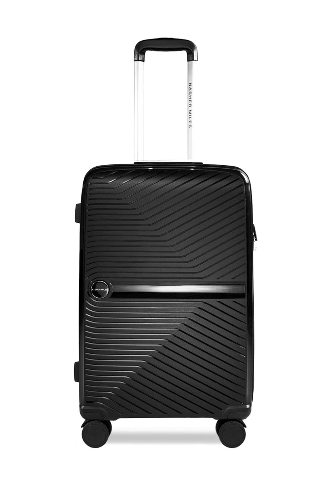 Bruges Hard-Sided Polypropylene Check-in Luggage 24 inch | 65cm | 8 Wheels Medium Trolley Bag for Travel | Suitcase (Black)
