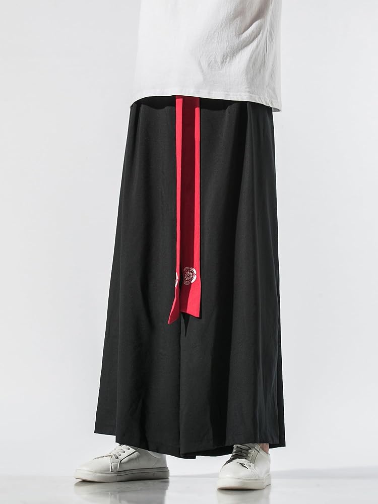 Ambcol Men's Song Pants Wide-Leg Pants Swing Skirt Pants