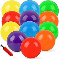12 Pack 8.5 Inch Inflatable Bouncy Dodgeballs with Free Hand Pump - Colorful Playground Balls for Kids Outdoor Park Pool Beach Parties