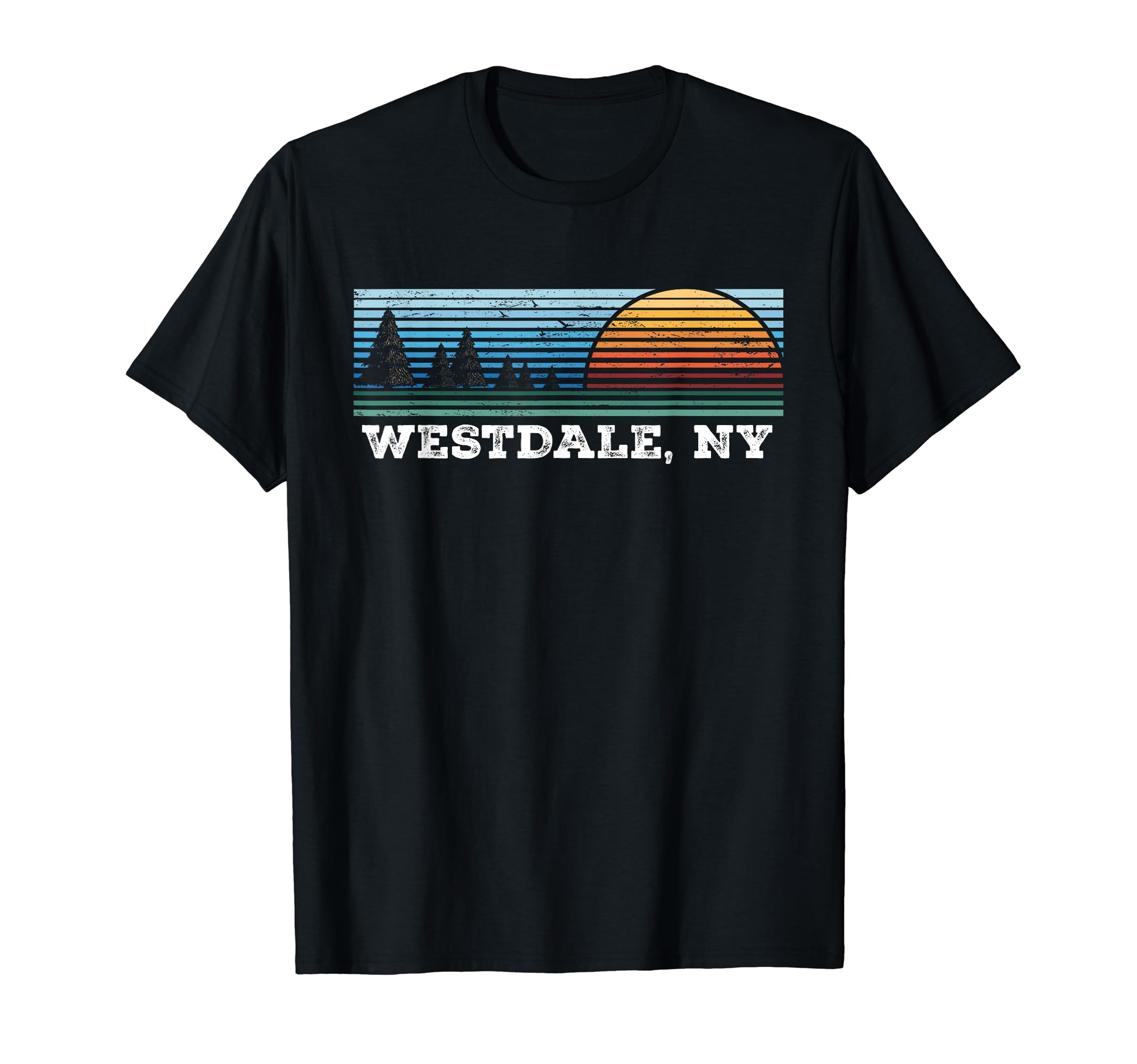 Retro Sunset Stripes Westdale, New York T-Shirt