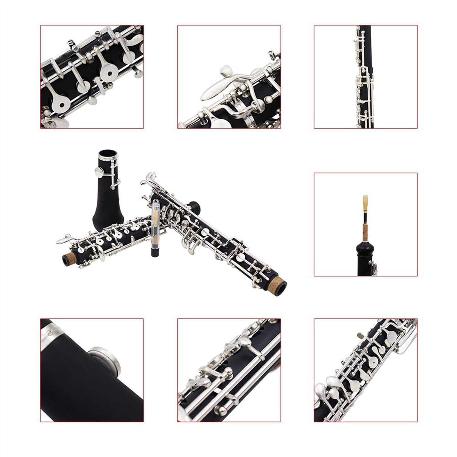 Strumento Oboe Oboe 22 Tasti Automatico Nero Placcato Argento Oboe A Livello di Pulsante Principiante di Oboe