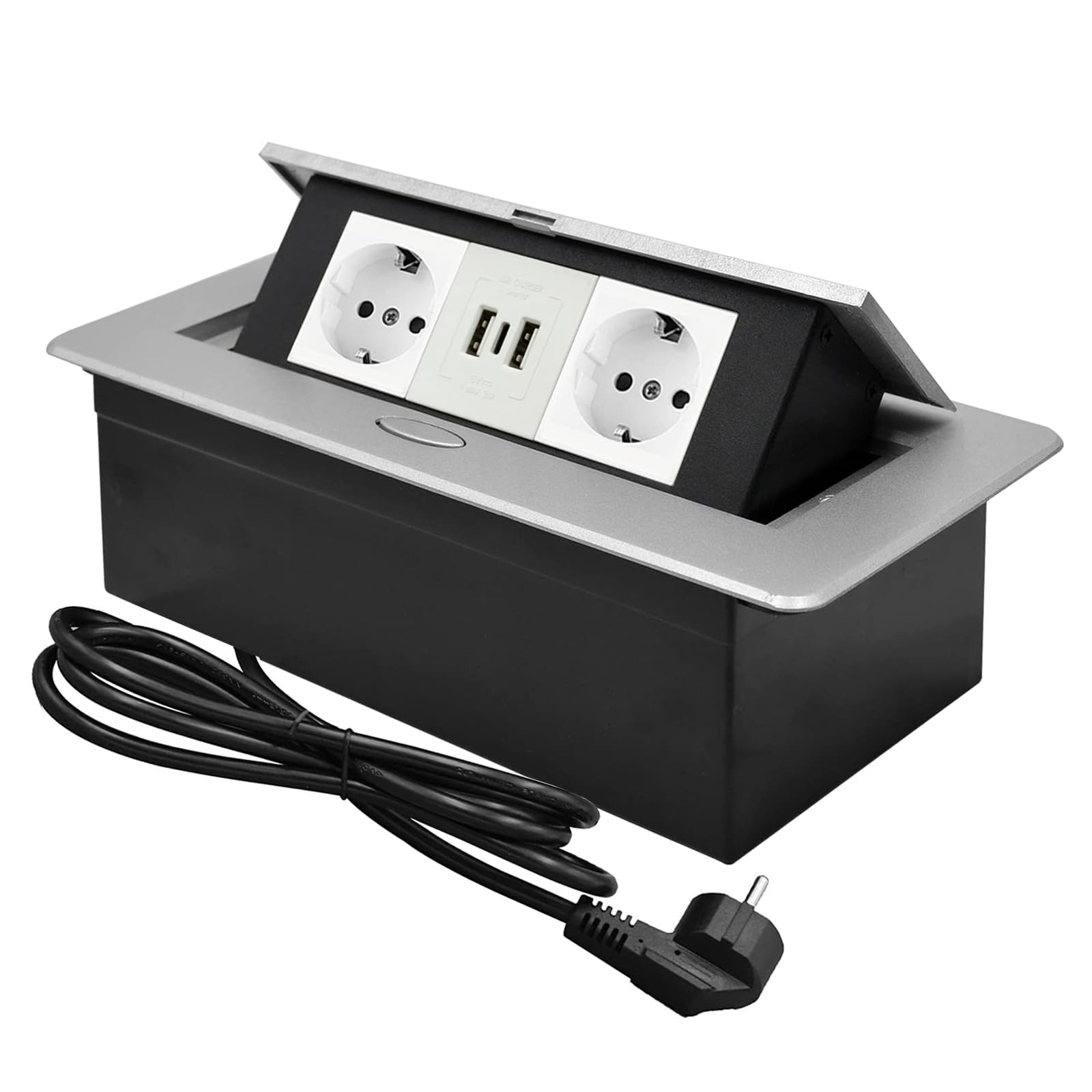 Regletas de Enchufes,Enchufe Multiple Retractible para Escritorio con 2 Enchufes EU,Regletas Enchufes con 2 Puertos USB+Type C para Encimera,Cocina,Taller — view 12