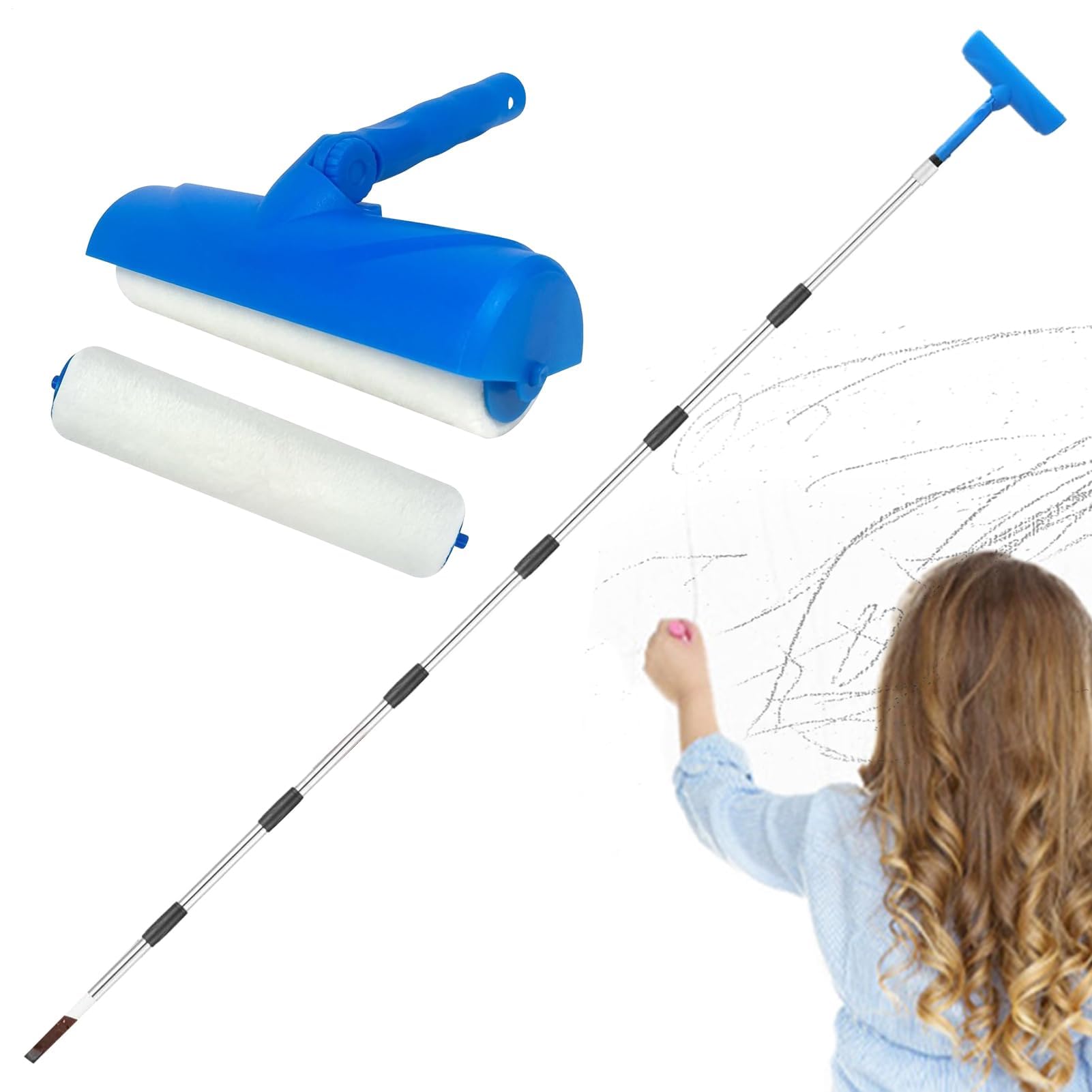 Rodillo de pintura largo con aplicador antigoteo y Exteon de 25 cm, a prueba de salpicaduras, juego de pinceles para interiores del hogar, cocina, sala de estar, pintor de pared de piel Cabi Ga