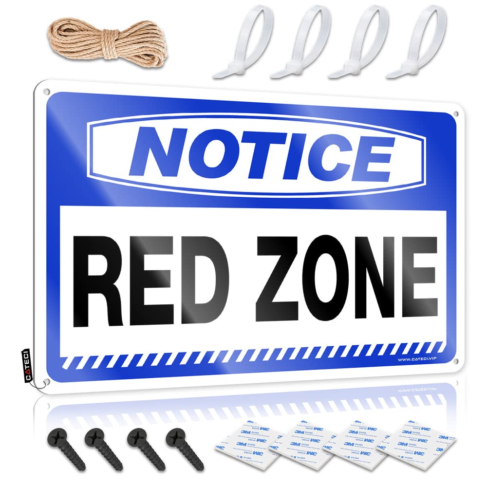 Fzfn Colour Tin Metal Sign Accessory Square Notice Red Zone For Room - Mimosa Customizable(30X40cm)