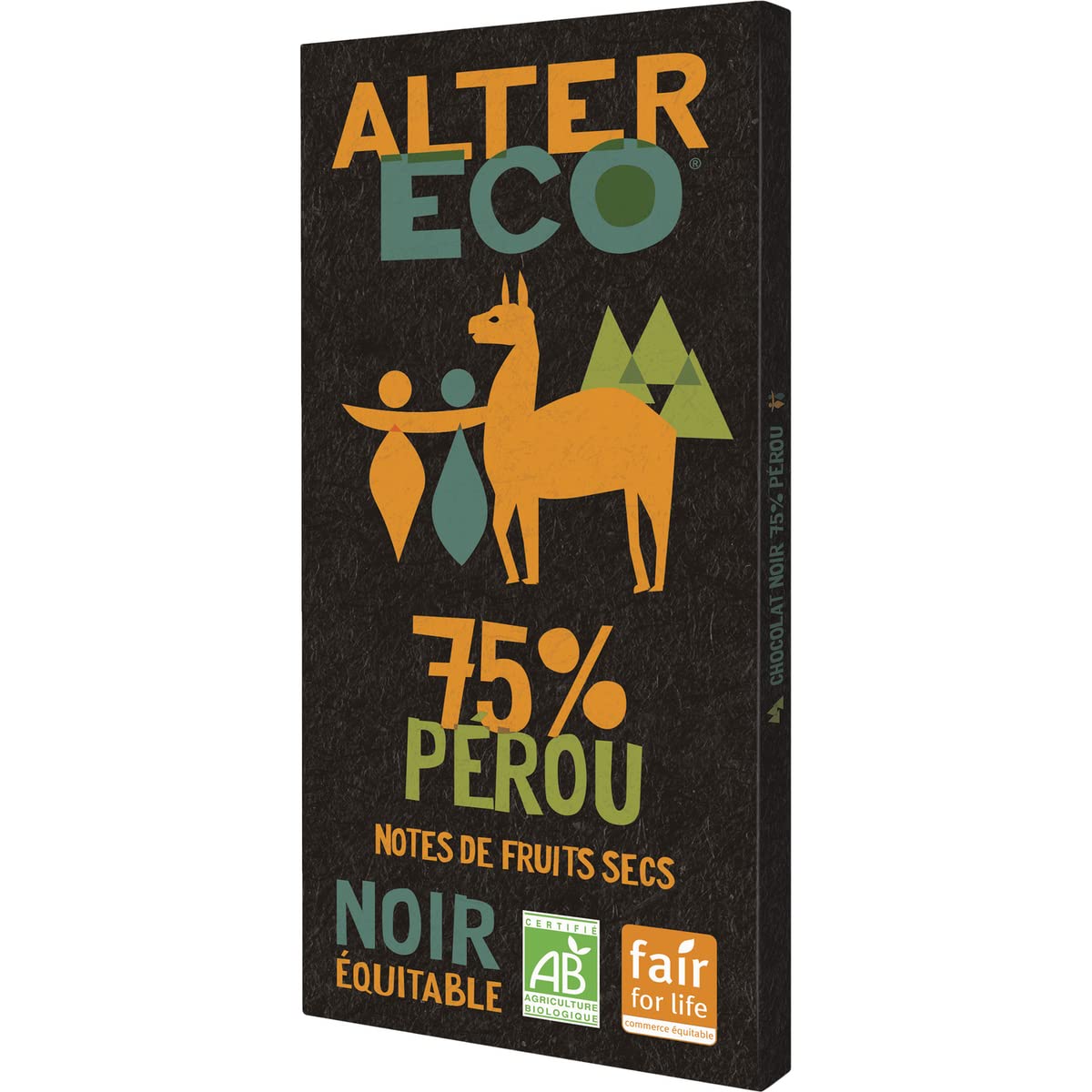 6 pastillas de chocolate negro de 100 g, ecológicas y justas, 75 %
