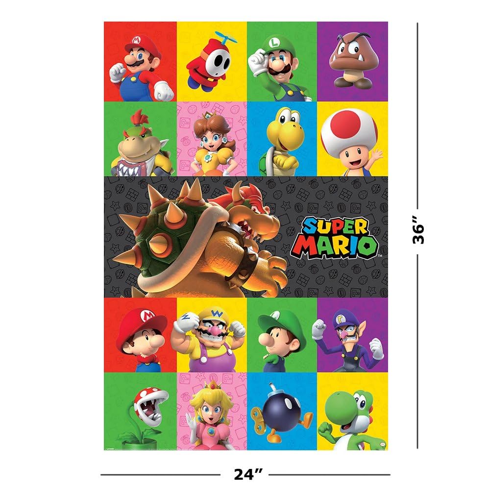 Amazon.com: Super Mario - Gaming Poster (Character Grid - Mario