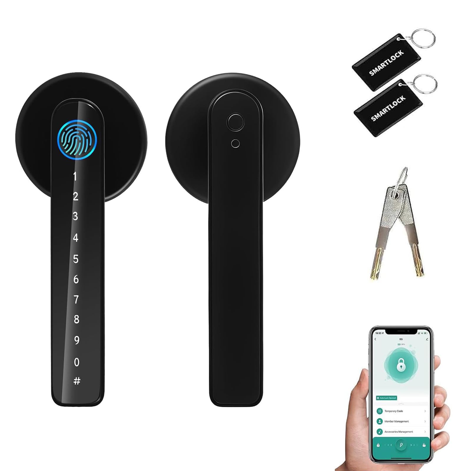 Upgraded Smart Door Lock, Fingerprint Door Lock, 5-in-1 Keyless Entry