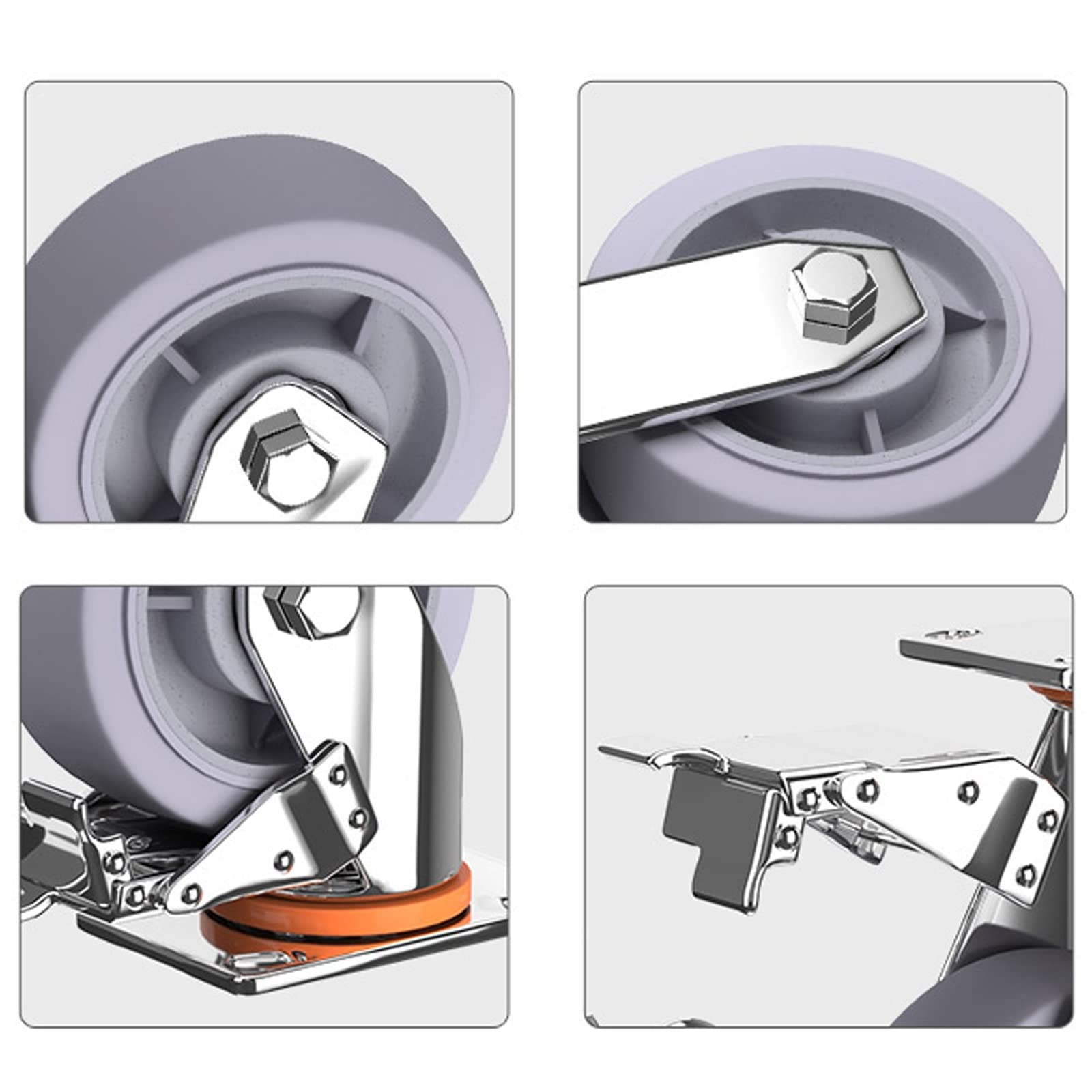 HJXGQJM Ruote Pivottanti in Gomma, Ruote for Carrello, Rotelle Gomma Ruote for Carrello Ruote for Spostare Mobili Ruote Mobili Rotazione 360°, 4 Pezzi Rotelle girevoli(150mm Universal casters)