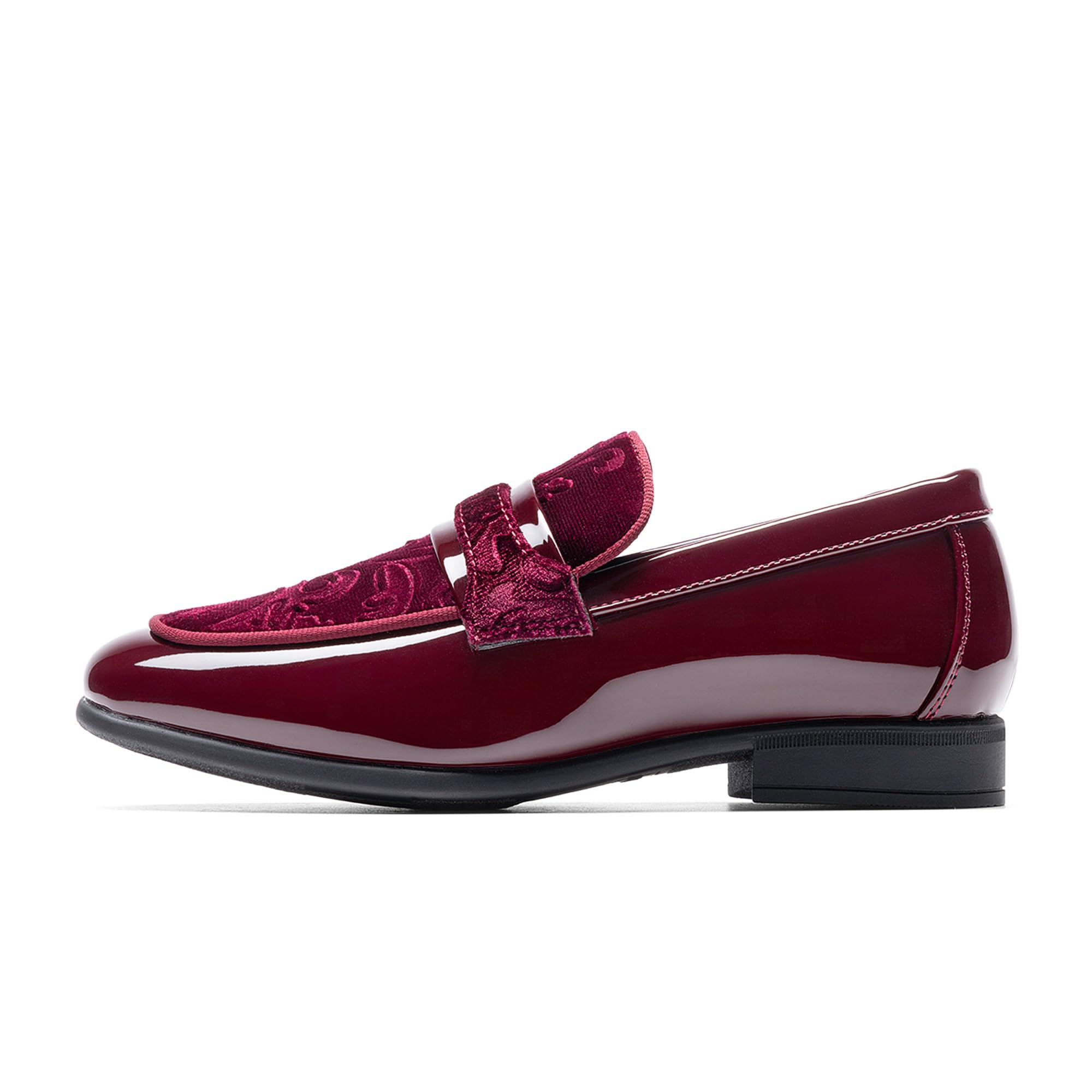 Bruno Marc Scarpe da bambino Mocassini Smoking | Slip-on classico in velluto verniciato, per matrimoni, lauree, chiesa, scuola, uso quotidiano