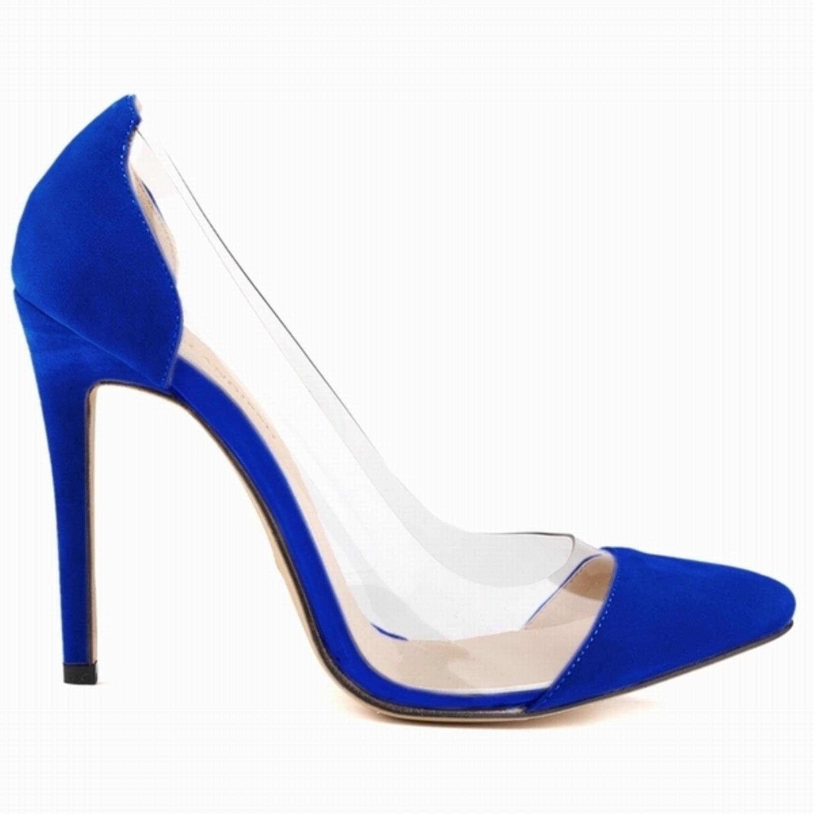QIANKUN Stiletto Ladies High Heels Sexy Ladies Pointed Toe Velvet High Heels Ladies Party-Blue,6