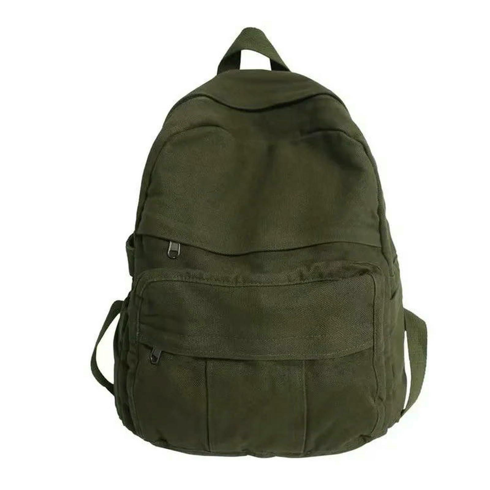 Xynm Men's Green Backpack Vintage Canvas Large Capacity School Bag With Multiple Pockets Travel For And Wo