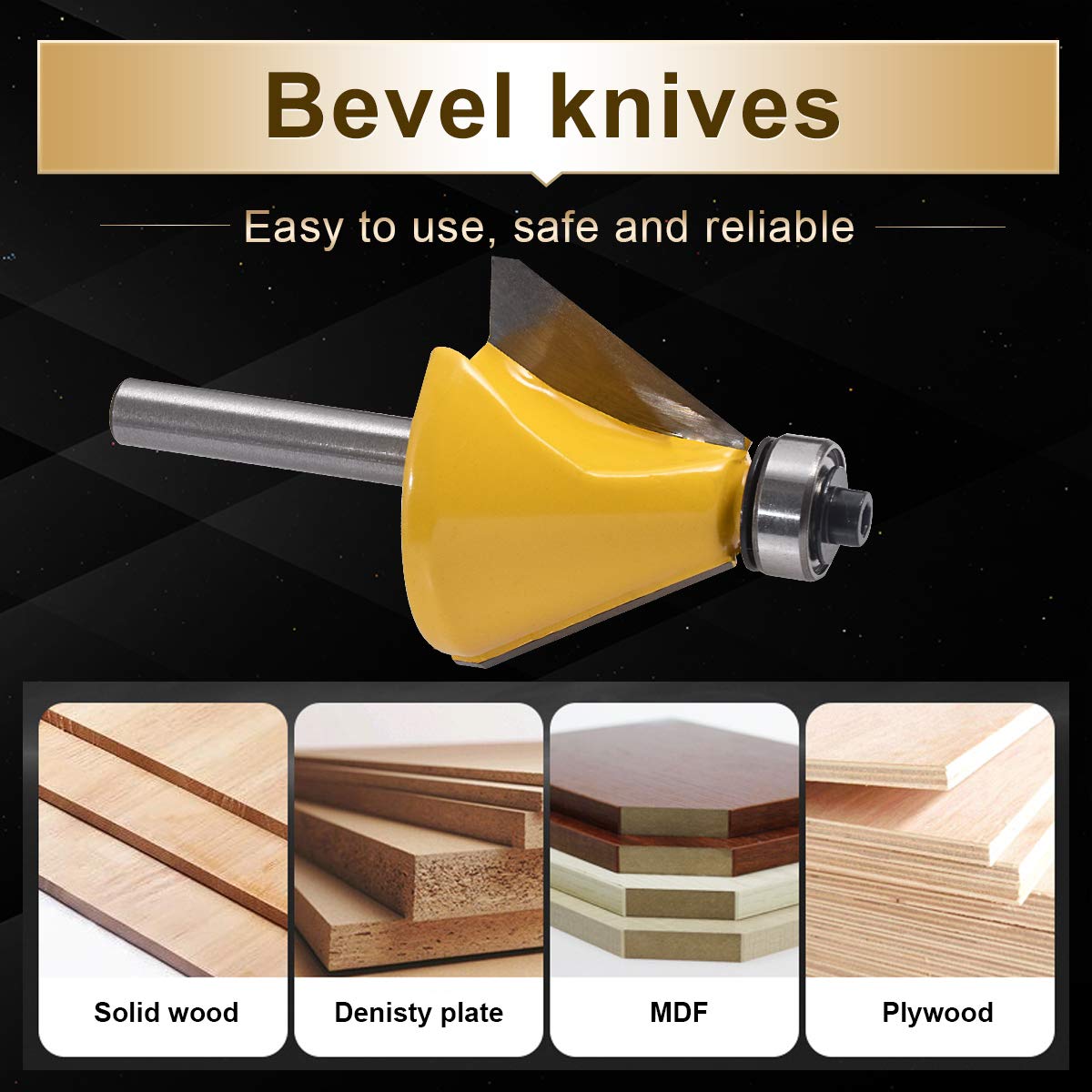 Fresa Per Legno Con Cuscinetto A Sfera - 8mm, Angolo 45°, Per Smussatura E Arrotondamento Bordi - Foto 3