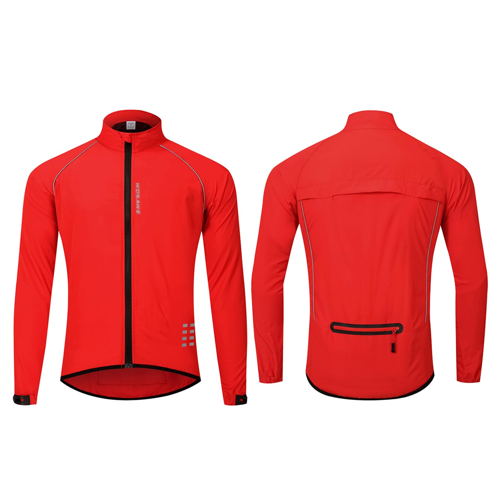 Giacca da Ciclismo da Uomo Ad Alta visibilità Impermeabile Leggera Antivento Riflettente da Bicicletta Giacca Ripiegabile con Tasche,Red-XL