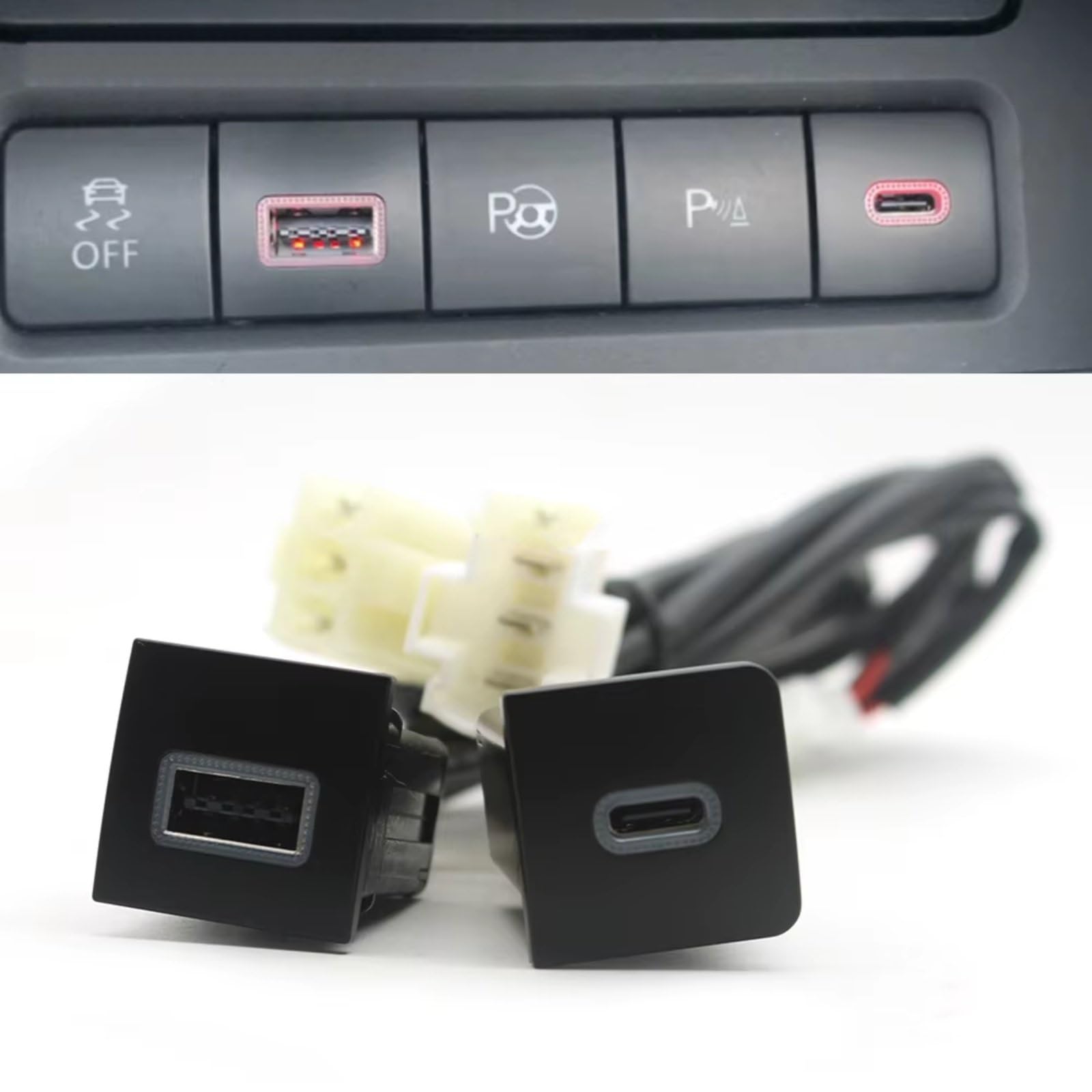 Faro Modulo Driver Presa USB Presa Ausiliaria Compatibile Con Per Golf 5 6 Auto Rapida Per Caricabatterie Doppio QC3.0 PD Presa Telefonica Adattatore Di Interfaccia Veloce