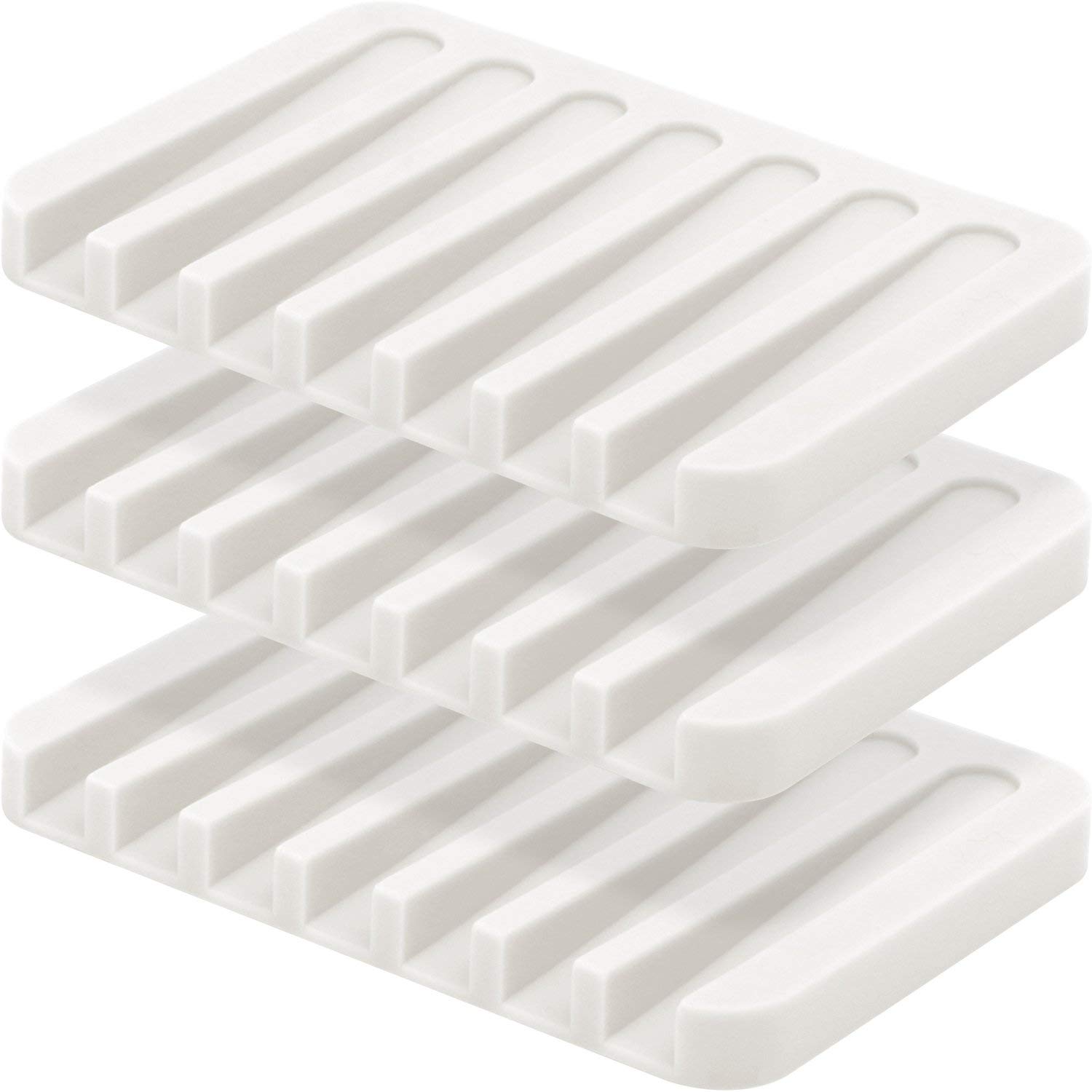 Spatlus Silicone Soap Dish Waterfall Pack of 3 Soap Saver Soap Tray Soap Holder Drainer for Shower/Bathroom/Kitchen/Counter Top, Keep Soap Bars Dry & Clean,Easy Cleaning, Flexible (Pack 3 White) (B07V5HV491) Amazon Price History, Amazon Price Tracker