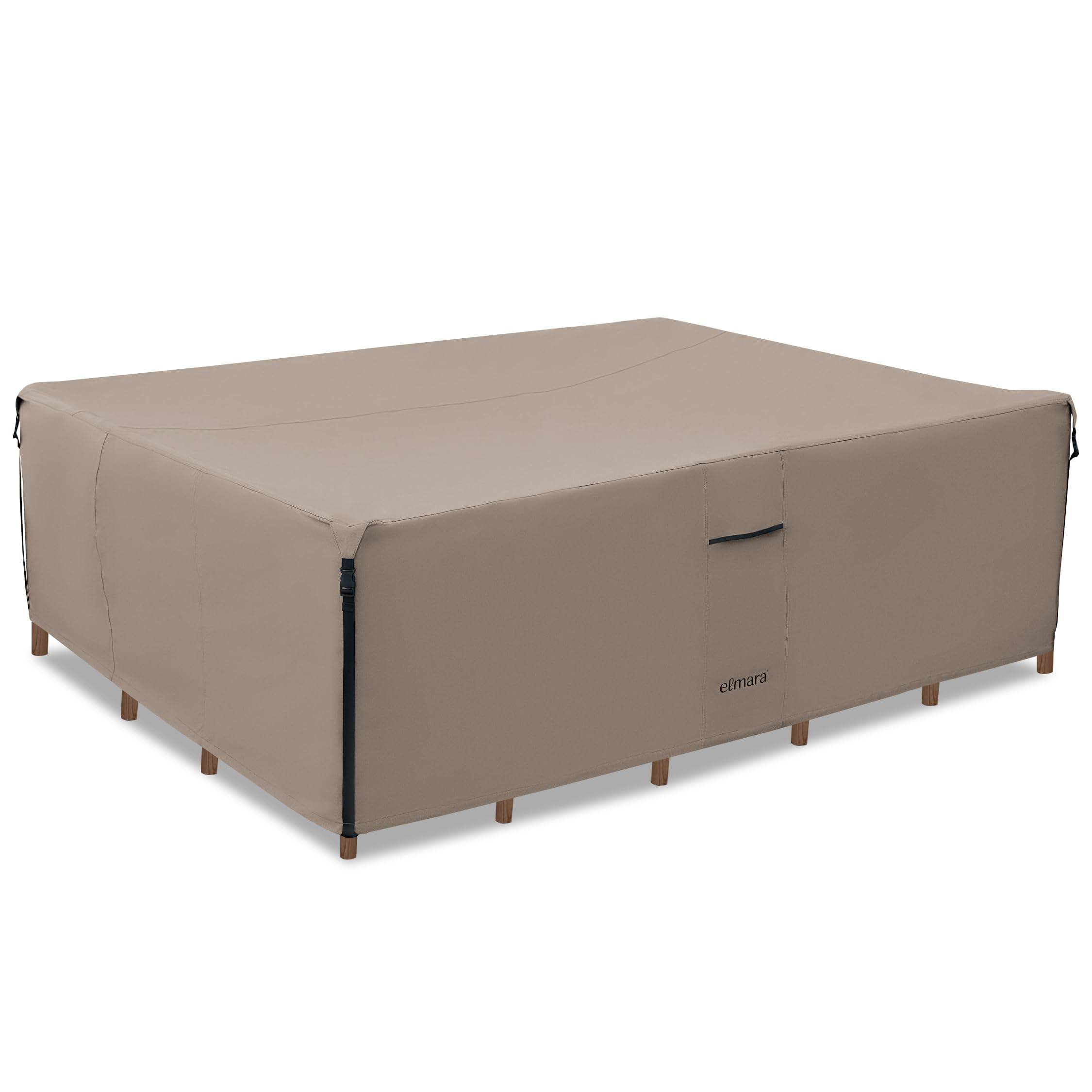 Elmara Terrassenmöbelabdeckungen, wasserdicht, UV-beständig, strapazierfähig, Olefin – ultimative Outdoor-Tischabdeckung, Terrassentischabdeckung, Gartenmöbel-Abdeckungs-Set (Taupe, 224,4 cm B x 162,2