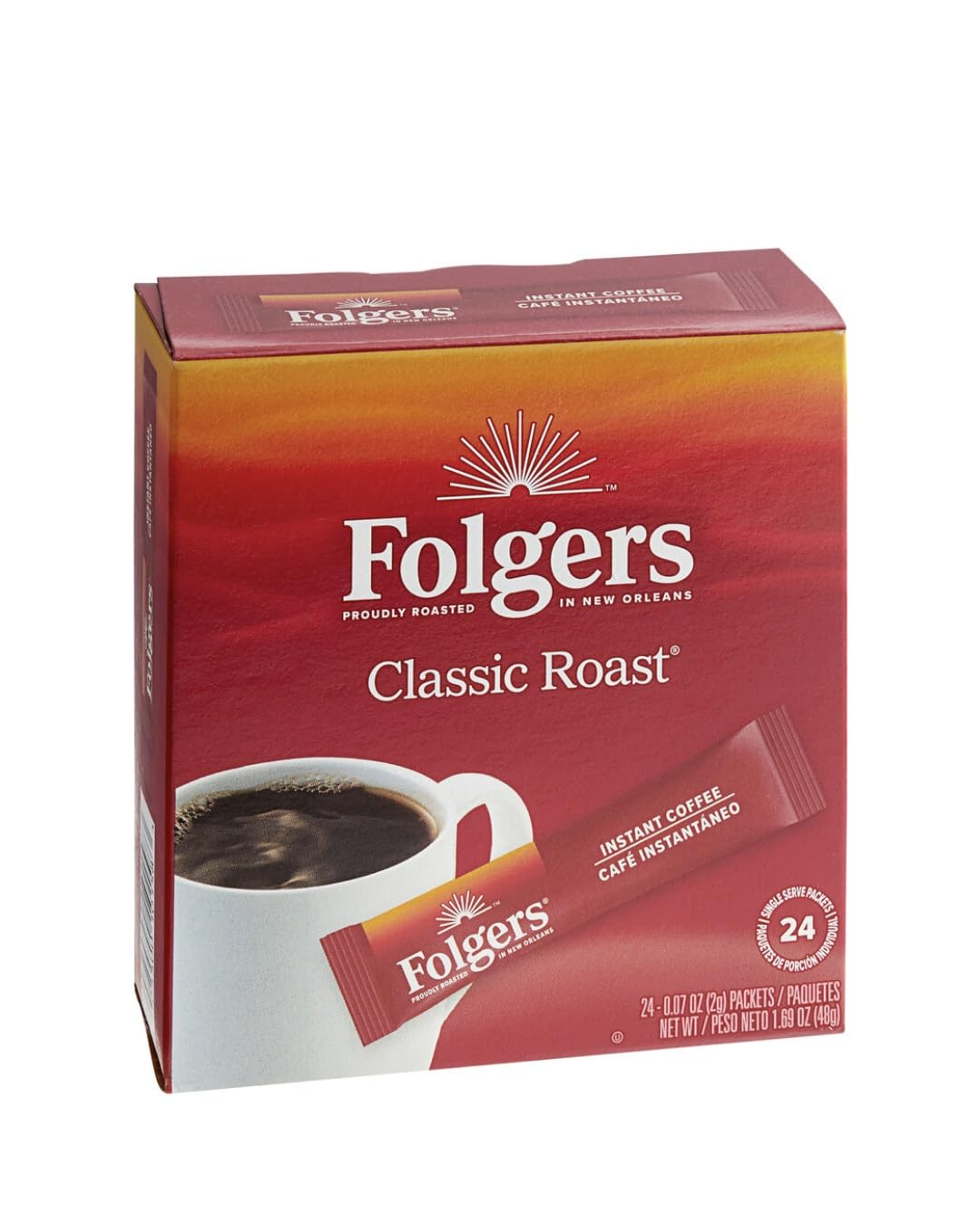 Folgers Classic Roast Instant Coffee, Single Serve Packets