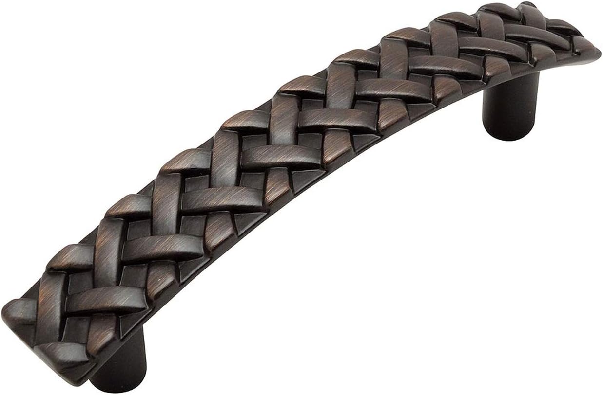 Cosmas 10 Pack 7066ORB Oil Rubbed Bronze Braided Cabinet Hardware Handle Pull - 3-3/4" Inch (96mm) Hole Centers