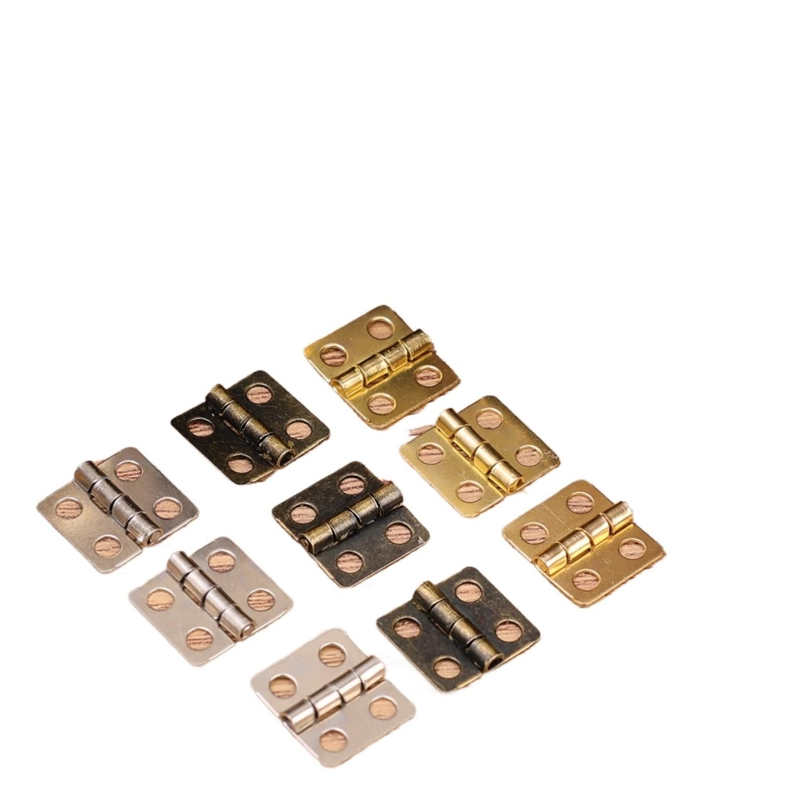 10/20/50/100pcs Hinges Iron with Screws Furniture Cabinet Drawer Wooden Hinges 180 Degree(Gold-10set)