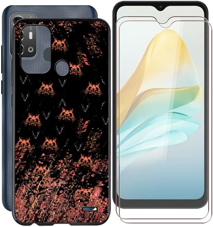 KJYFOANI for ZTE Blade A53 Pro Case,  2 x Tempered Glass Protective Film, Shockproof Soft Cover, with 360 Rotation Ring Kickstand Case for ZTE Blade
