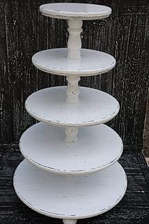 ALL SIZES 5-tiered wooden shabby cake stand, Wooden cupcake stand,wood cake stand Wedding cupcake Stand,White Cupcake Stand,cupcake stands