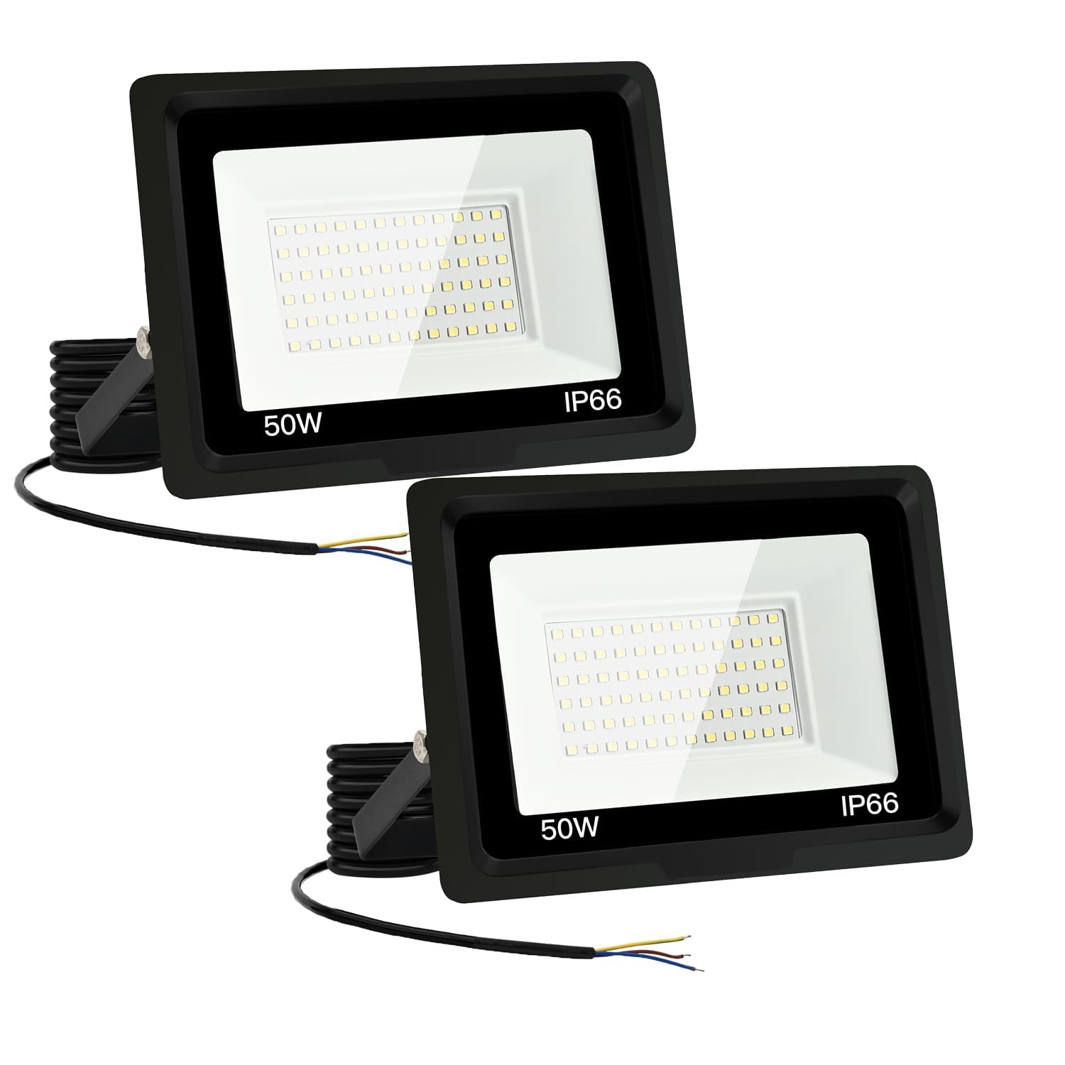 Jefedana 2PCS Outdoor LED Spotlights 50W 10000LM IP66 Waterproof LED Projector 6500K Cool White Floodlight for Garden Garage