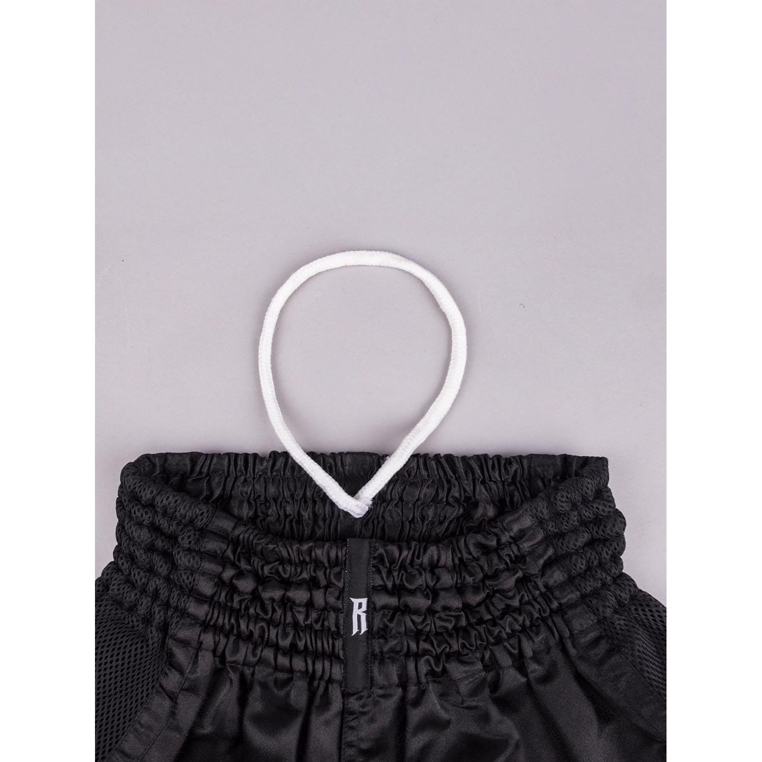 Muay Thai Shorts, Pulse, Schwarz-schwarz, Kickboxhose für Training & Wettkampf, Thaibox Shorts Satin, Atmungsaktiv, Langlebig, Kampfsporthose für MMA, K1, Boxen, Thai Boxen