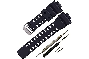 16mm G-Shock Replacement Watch Bands Compatible for Casio G-Shock GLS-8900/GW-8900/GA-110/GA-100C/GA-120/GD-110/GLS-100 Resin Strap Black