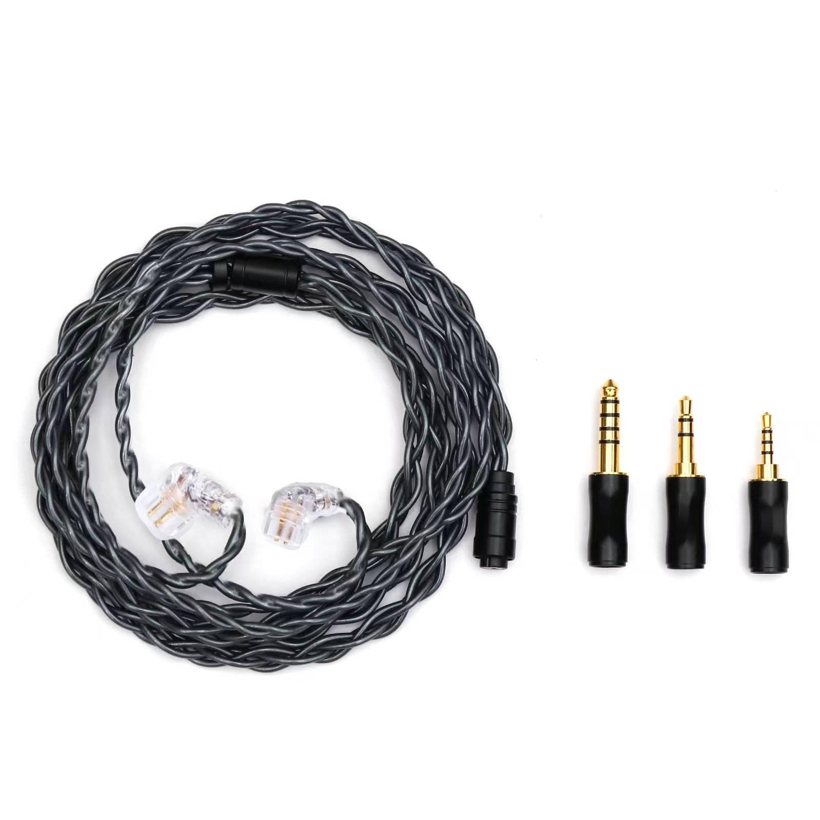 Linsoul Tripowin Noire 4 Core 24AWG OCC Upgraded HiFi Audio Cable with Detachable 3-in-1 2.5mm/3.5mm/4.4mm Plug for Audiophile Musician (QDC)