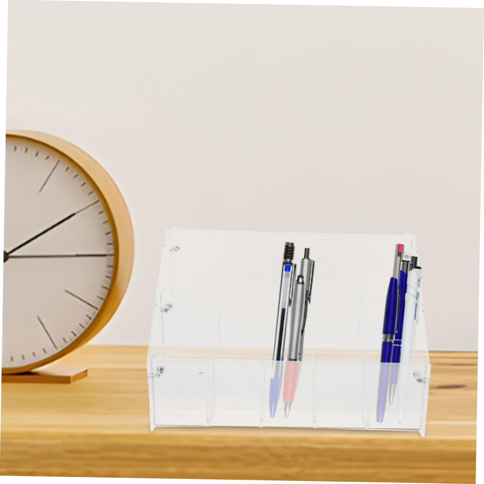 Présentoir Stylos Acrylique Transparent Niveaux Robuste pour Pinceaux Maquillage et Fournitures Bureau École