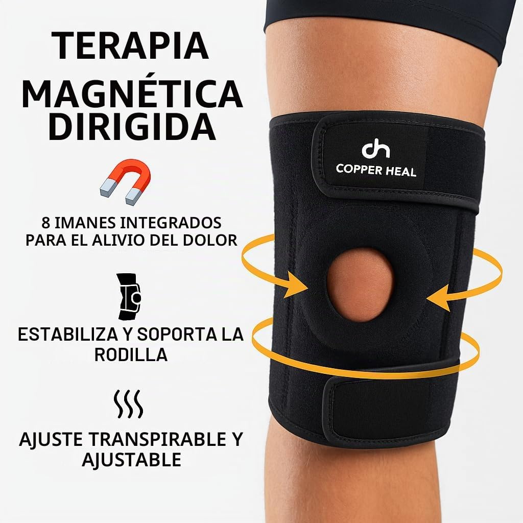 COPPER HEAL Rodillera magnética – Compresión de cobre para hombres y mujeres – Tamaño universal ajustable – Soporte para artritis, dolor, lesiones y recuperación