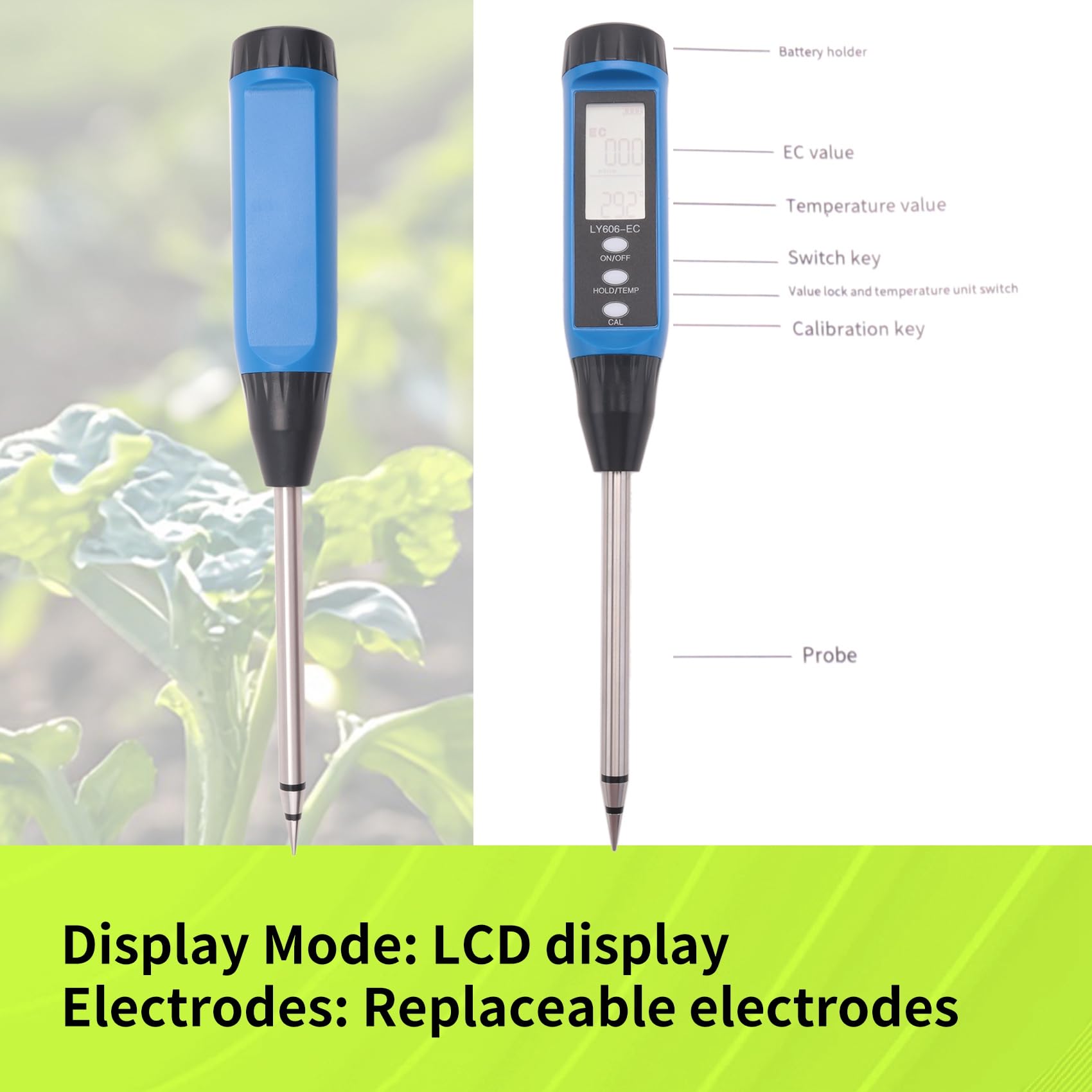 Medidor de Nutrientes del Suelo Analizador de Nitrógeno de Acción Rápida Probador de Fertilidad Probador de Suelo LED para Jardinería y Agricultura LY606
