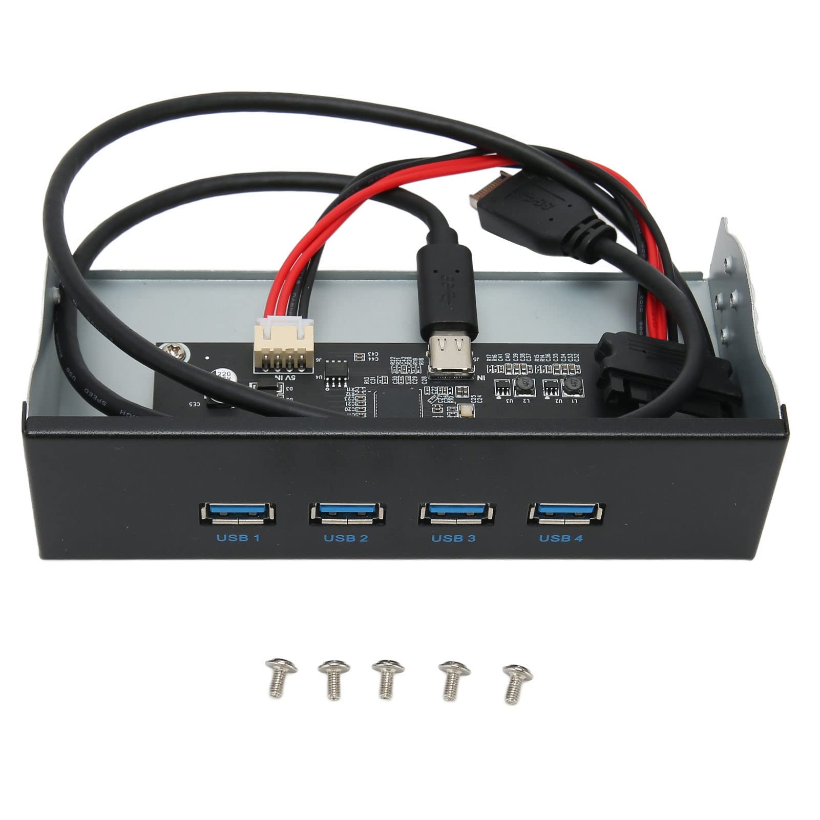 Hub USB 3.2 na Przednim Panelu, 5,25 Cala 4 Porty Hub USB na Przednim Panelu z 4 Portami USB 3.2 GEN2, 10 Gb/s Napęd Optyczny Panel Przedni dla 7/8/10/2003, OS X, Linux