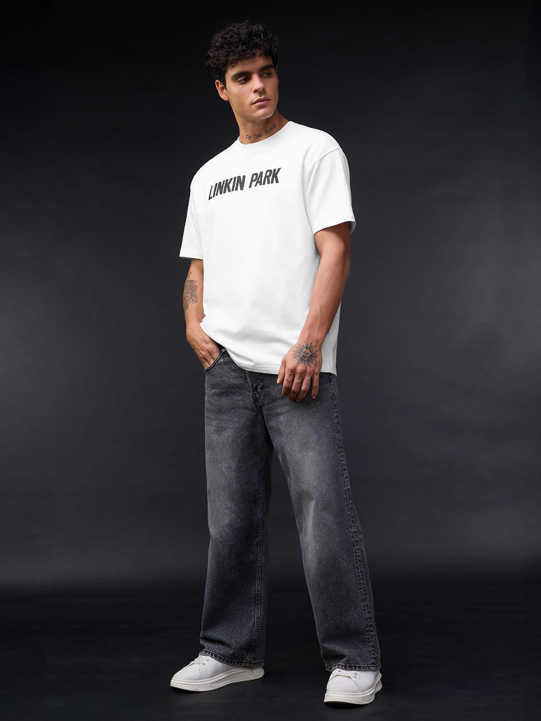 The Souled Store Linkin Park T-Shirt für Herren und Jungen, kurzärmelig, Rundhalsausschnitt, Grafikdruck, lässig, leicht, schulterfrei, modisch, Streetwear