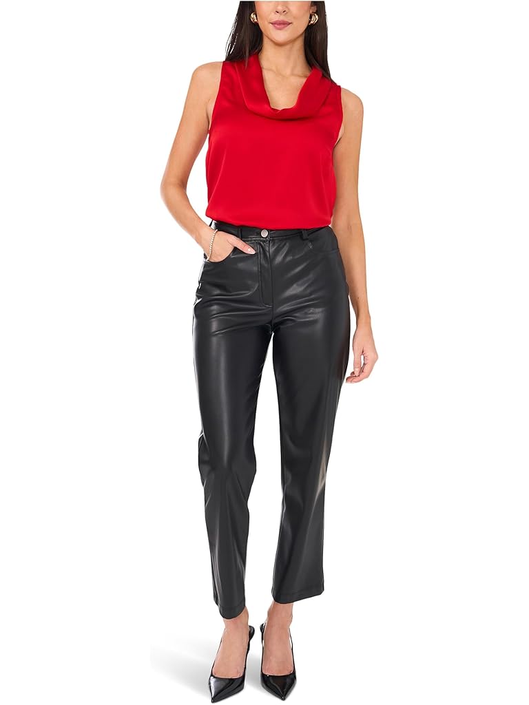 Red Vince Camuto Sleeveless Cowl Neck Top
