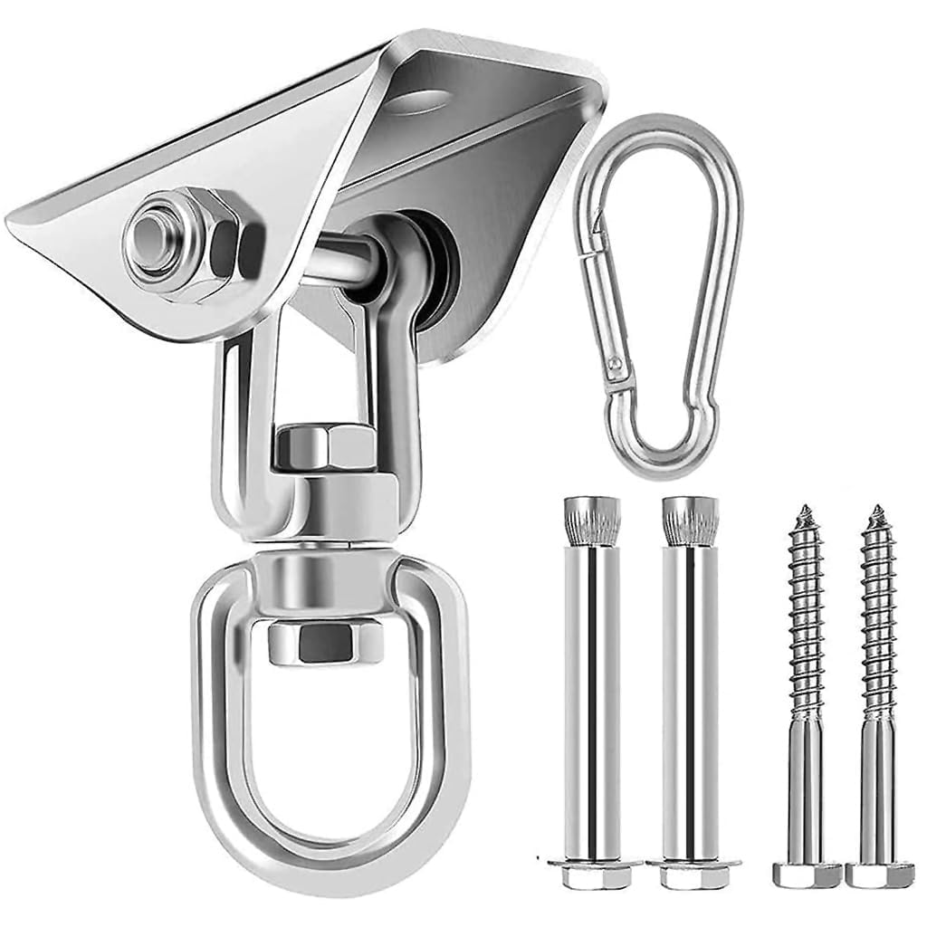 Linist Heavy Duty Stainless Steel 360° Swivel Ceiling Hook Mounting Accessories Kit for Installation of Hammock, Swing, Sandbag, Yoga Hammock, Fan, Lights, Maximum Load (250kg, Silver)-image-18