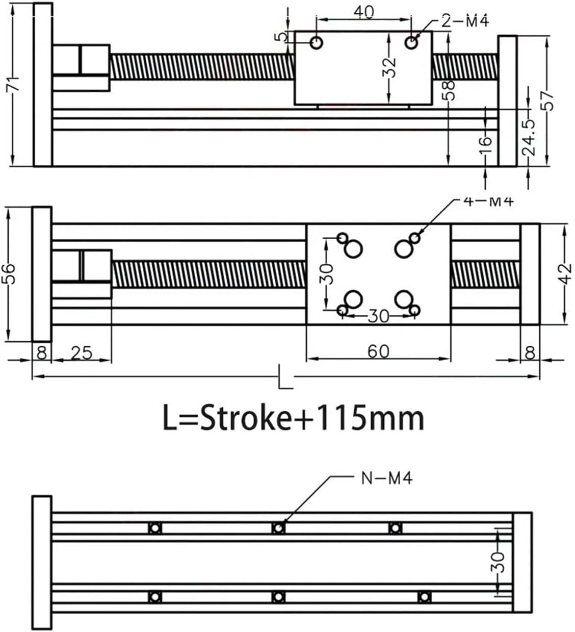 SFU1605 Ball Screw Linear Guide Motion Rail Slide CNC Manual Linear Shaft Actuator Module Table with 57 Stepper Motor(300mm Stroke)
