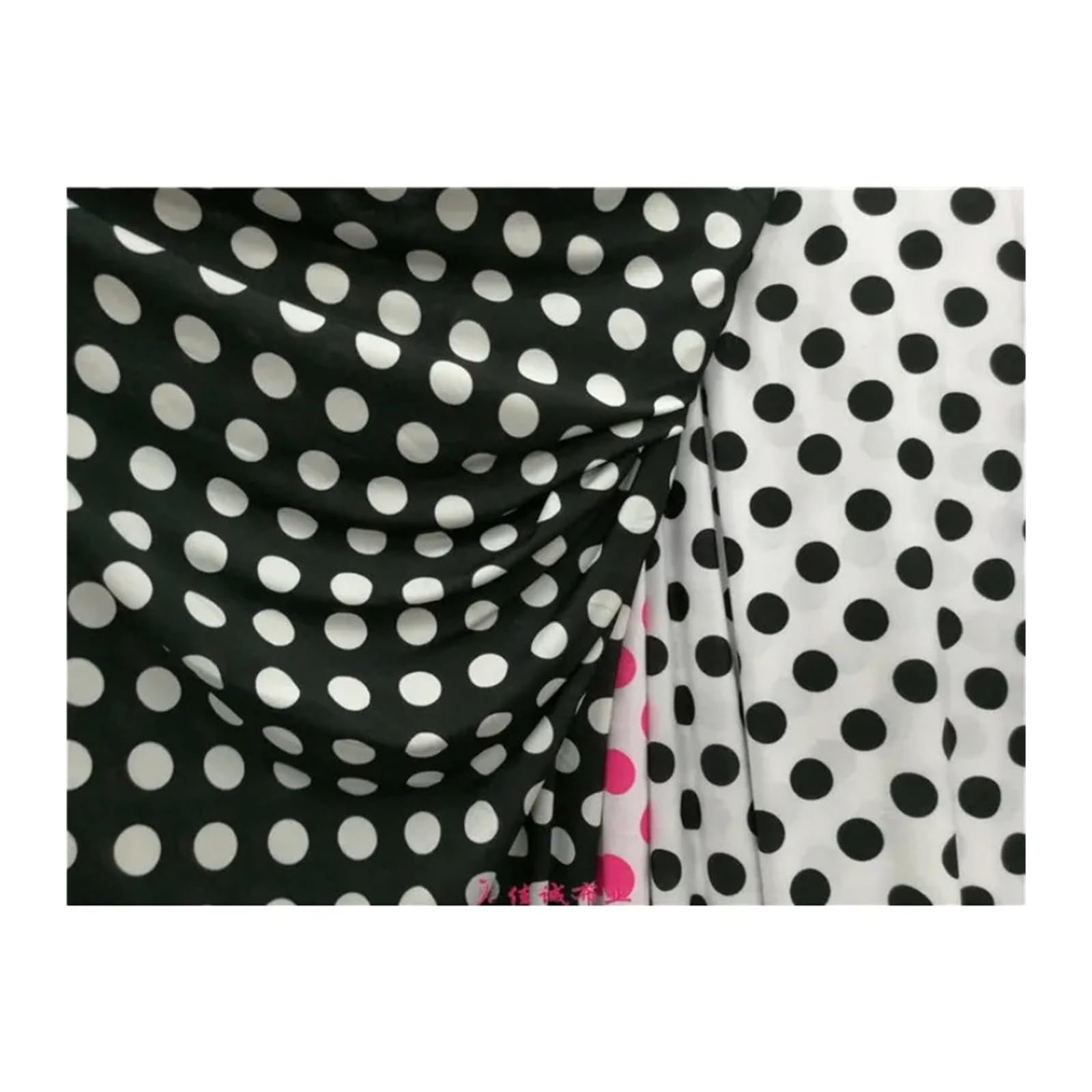 Tela de lunares Tela estampada de lunares tejida elástica cuatro lados por metro for costura vestidos(White rose red dot)