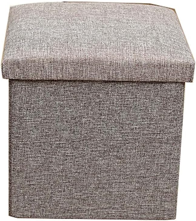 Linen Fabric Pouf Bench with Storage for Living Room and Dorm 76x38x38cm Small Portable Foot Stool Rest with Removable Lid for Couch Office Dogs