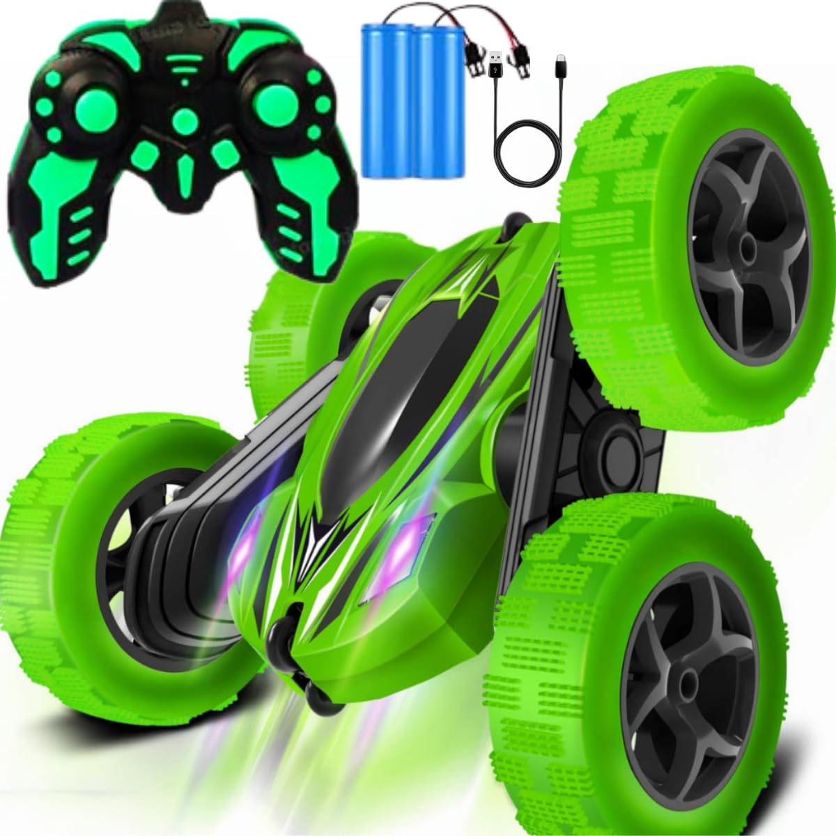 KIDZYMON® Rc Stunt Car 360 for Boys Age 4+ Years, 4WD Remote Control Car 360 Degree Flips Double Sided Stunt for Boys I Pack of 1, Green Colour (B0B4KKHJZB) Amazon Price History, Amazon Price Tracker