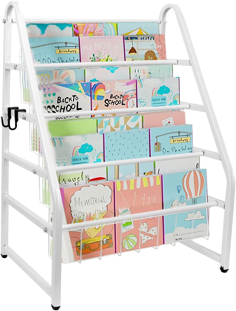 yazi Metal Bookshelf for Toddlers, 4Tier Kids Bookshelves