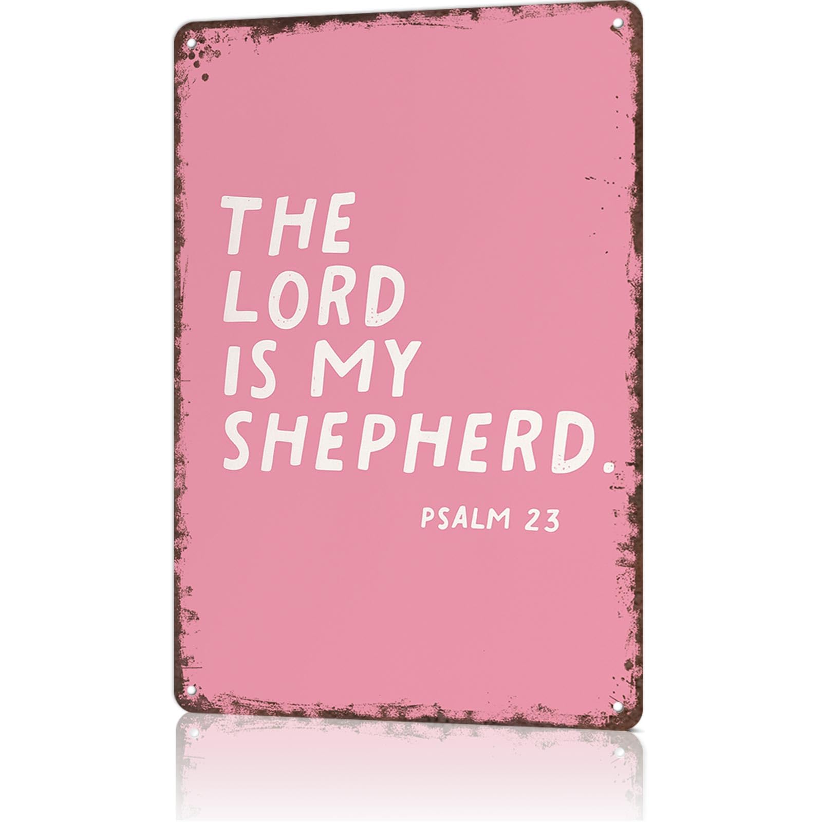 Bigccaee Metal Tin Sign Funny Psalm 23 Pink Poster Wall Art For Home Man Cave Office Bedroom Wall Decor Metal Tin Sign 8X12 Inch