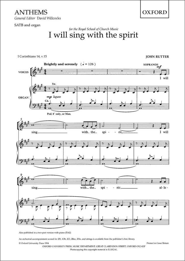 I will sing with the spirit: SATB vocal score