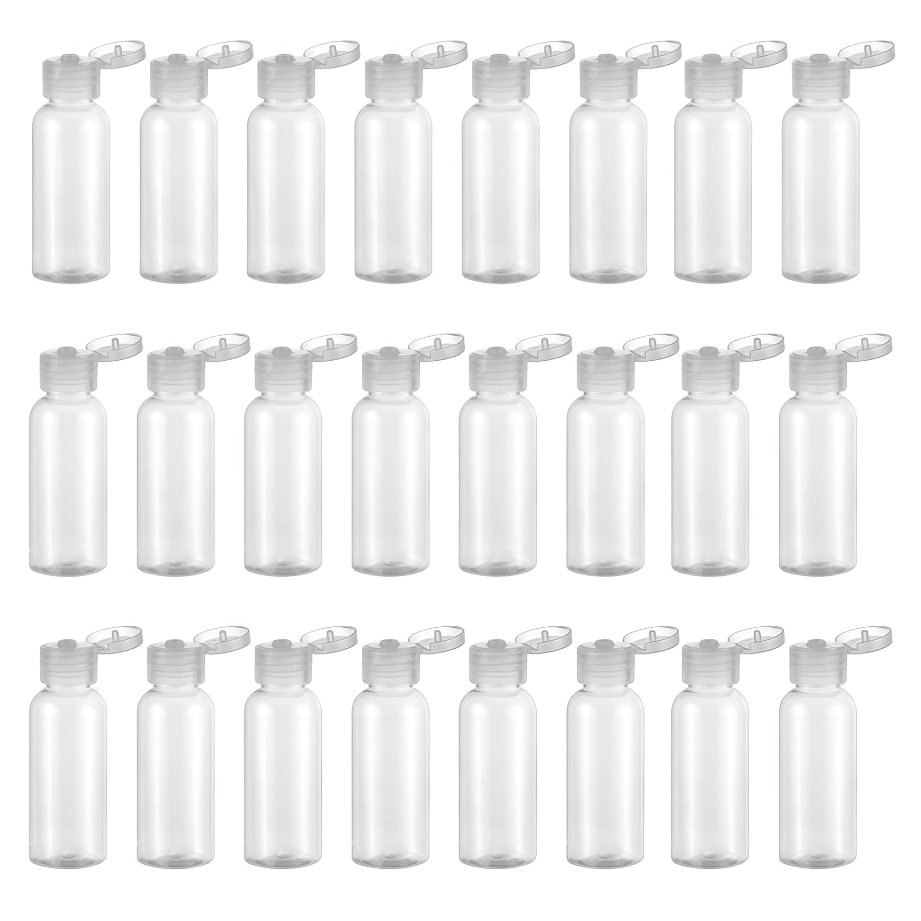 VANTOBEST 24PCS 15ml/0.5oz 2.5×0.9inch Empty Clear Plastic Travel Bottles with Screw Cap Refillable Travel Size Sample Container Cosmetic Makeup Water