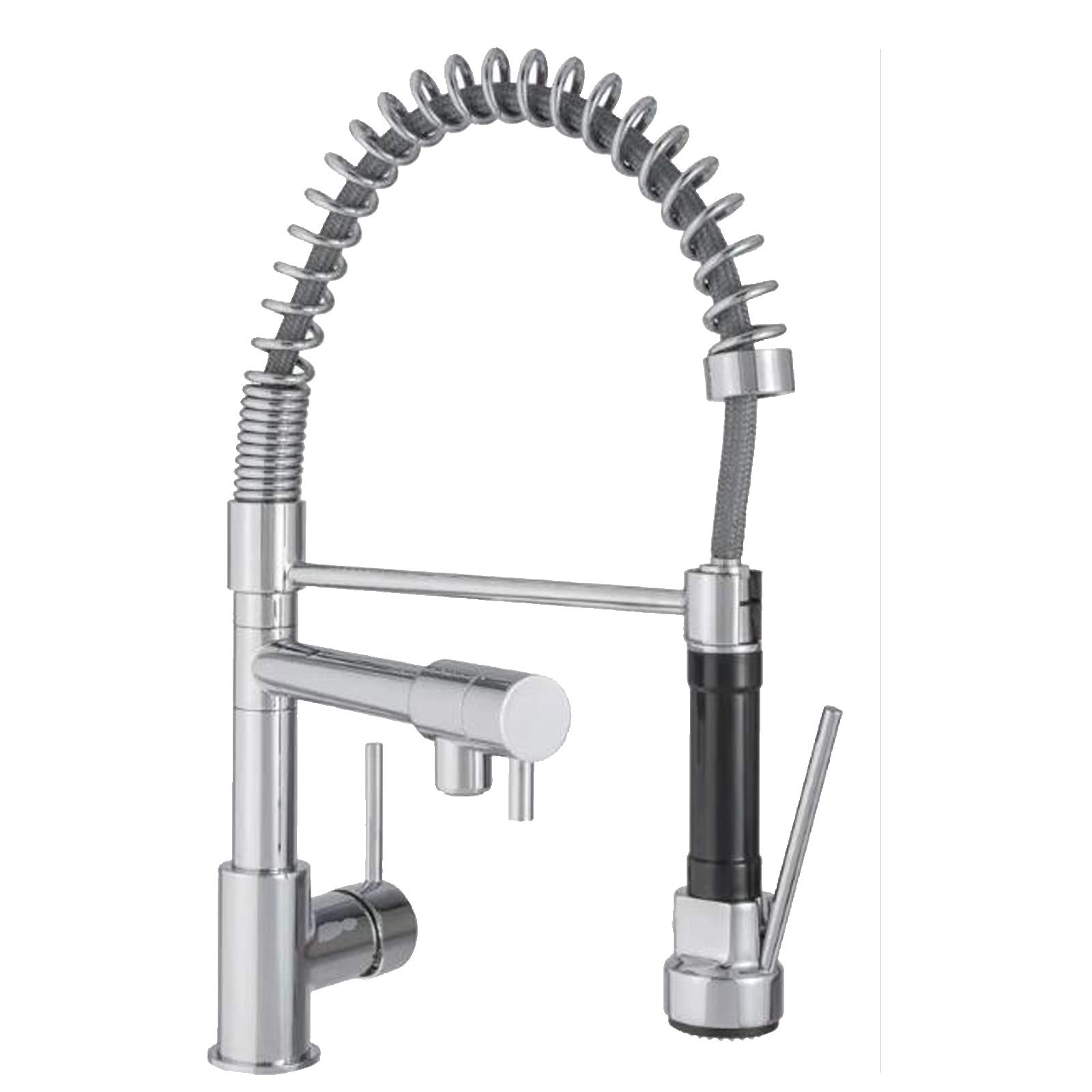Upgraded Version Sprayer Solid Brass Commercial Style Single Handle Pull Out Pull Down Sprayer 360 Degree Flexible Swivel Spout Silver Mixer Tap for Kitchen Sink