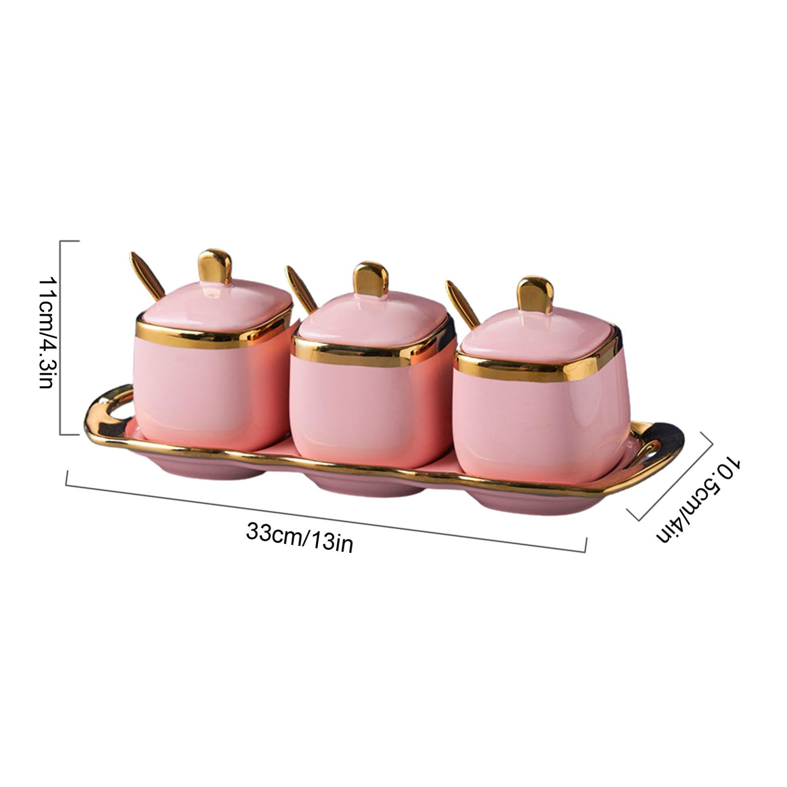 Zuccheriera con coperchio e cucchiaio, set di 3 zuccheriere, contenitore per spezie, contenitore per sale, contenitore per condimento (rosa, 226,8 g), DB-TG-004