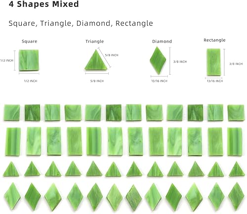 Vista 51 de Lanyani Azulejos de mosaico de vidrio para manualidades artísticas, 4 formas mixtas de vidrieras Tiffany, 200 piezas, Café