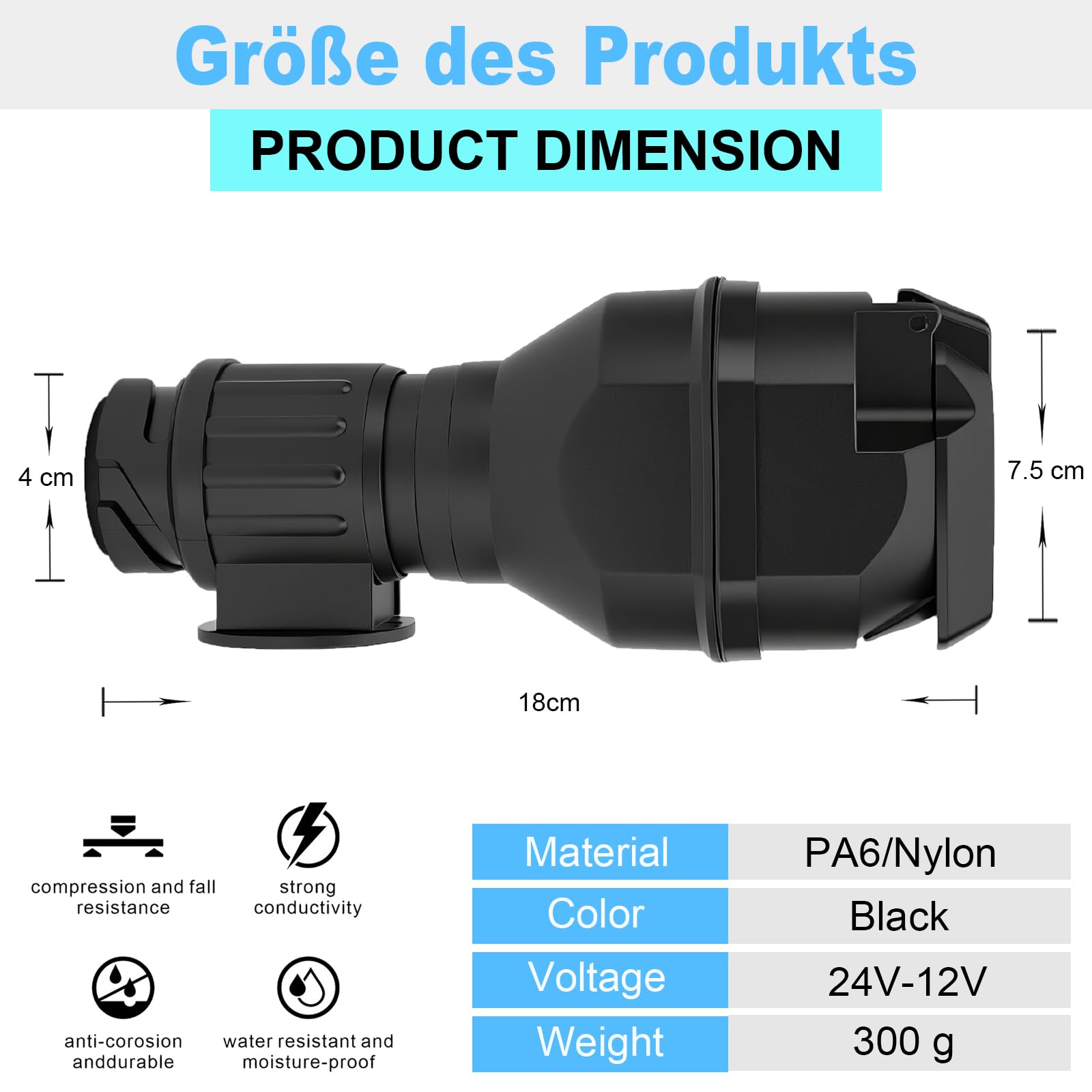 Canbus LED Adapter 13 polig auf 13 Polig Anhänger Adapter 12V Steckdose 13polig - Stecker 13polig mit LED-Beleuchtung für PKW